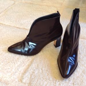 Evan-Picone Italy Brown Genuine Leather Designer Heeled Ankle Boots 7 1/2 M